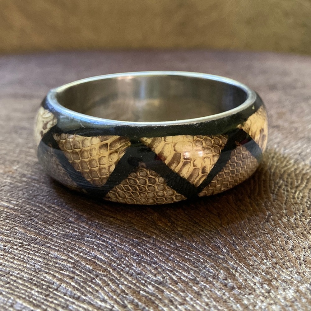 Vintage Python Print Bangle Bracelet - image 1